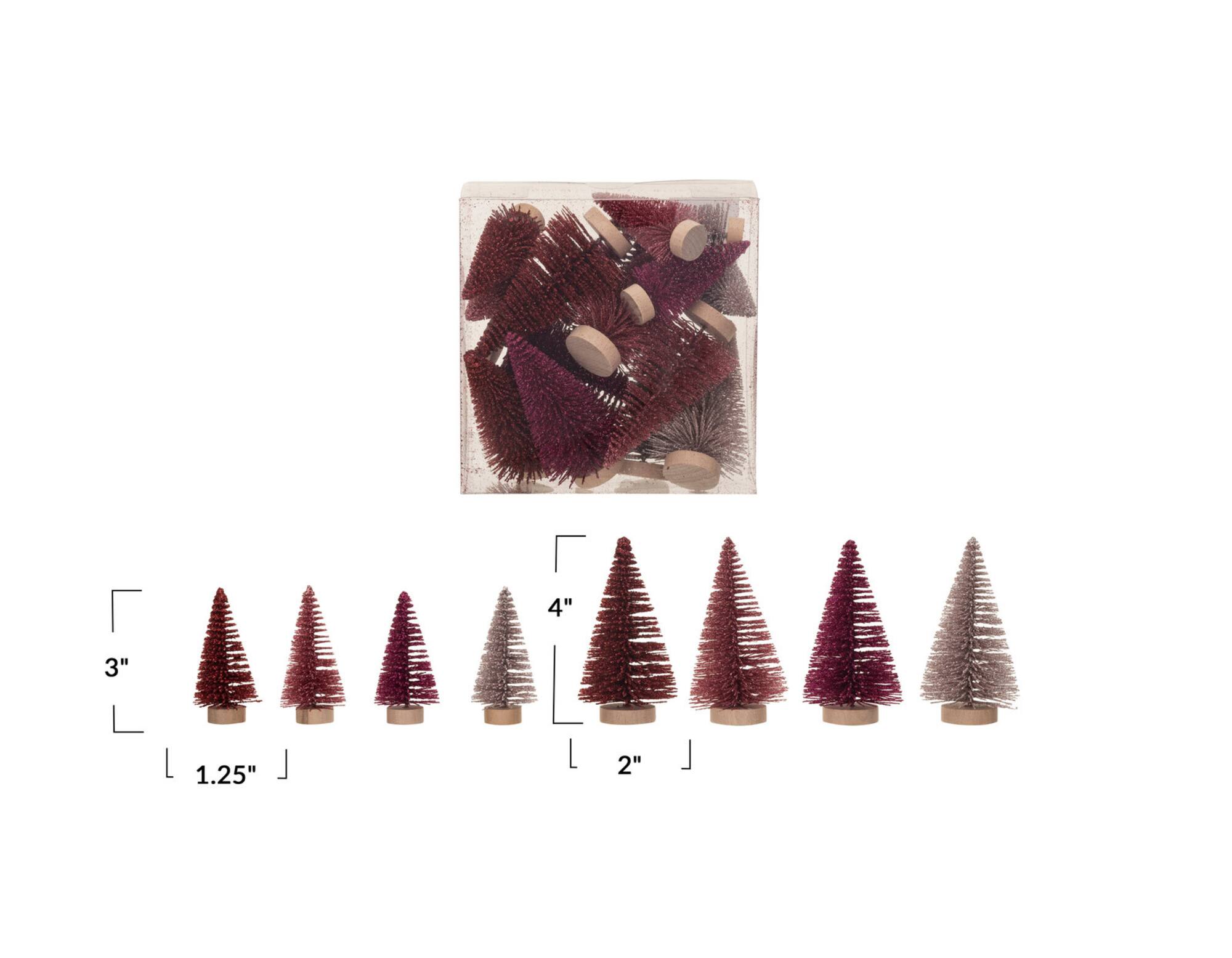 Hello Honey® Burgundy & Pink Sisal Bottle Brush Tree with Wood Base Set